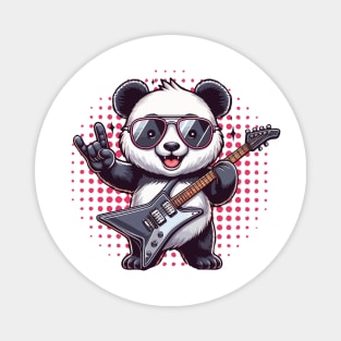 Rock On Cute funny panda loves Rock And Roll Sunglasses On Magnet